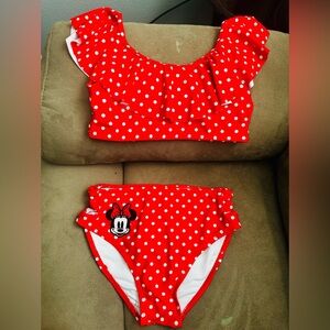 Disney Red and White Polka Dot Bikini with Character Patch